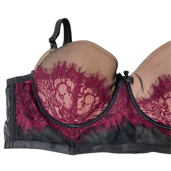 TORRID Lace & Mesh Black Red Underwire Bralettee Plus Size 3 3X 22 24 - Picture 9 of 10